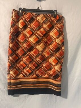 Jemma Orange and Black Pencil Skirt with Neutral Accents